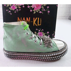Nan-ku Cruise Studded Hi Top Sneakers Spring Mint Free People NIB Sz 38 US 8